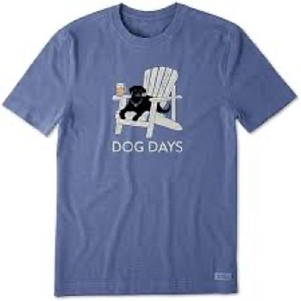 Life is Good Womens Crusher Tee Dog Days Black Lab Navy Blue Large